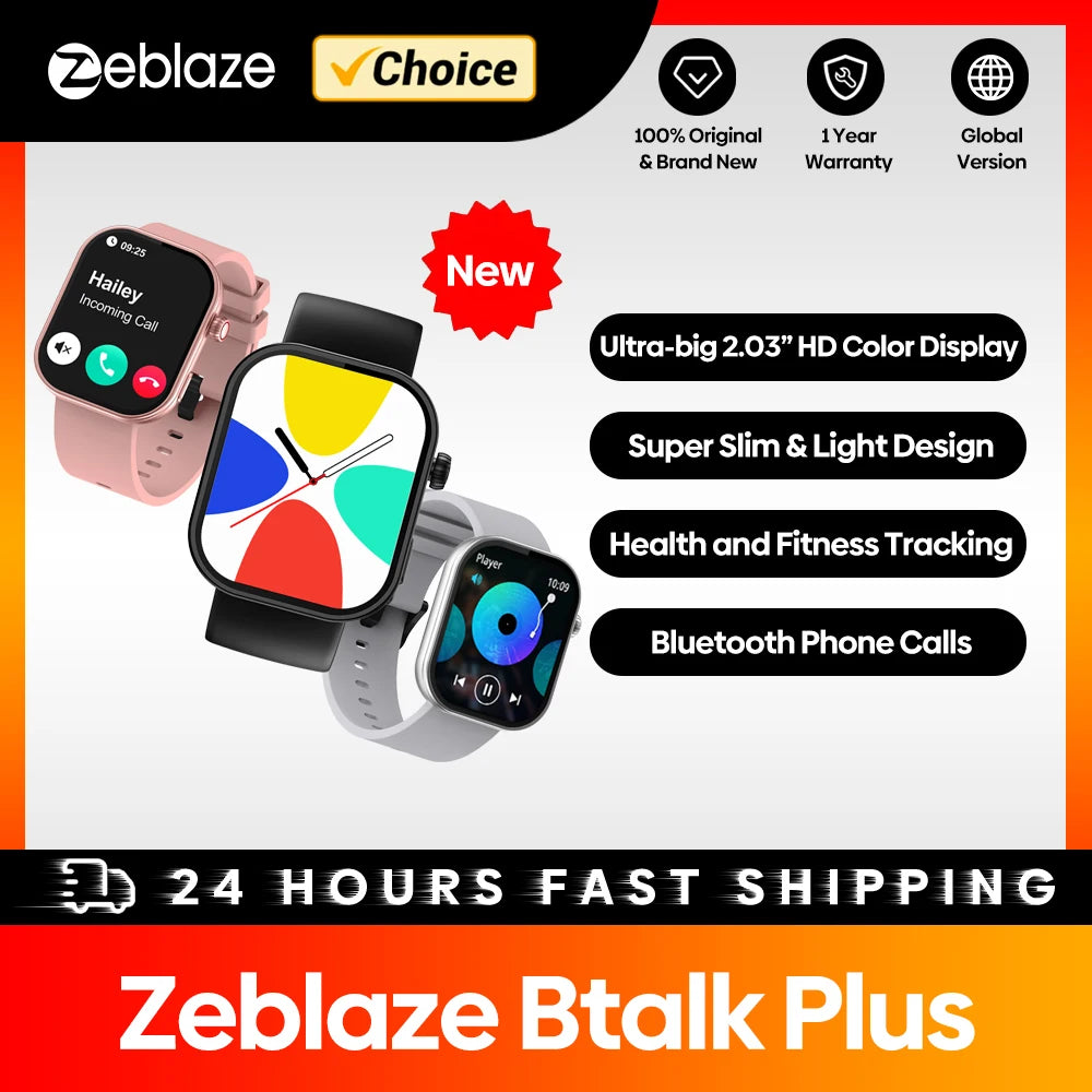 Bluetooth Calling Smartwatch 2.03" HD Screen Health Tracker