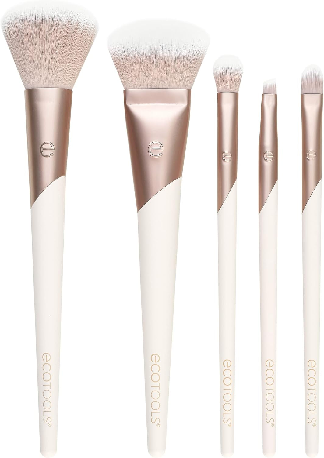 Luxe Natural Elegance Face Makeup & Foundation Brush Set | Full-Face Look with a Makeup Brush Set, Powder Brush and Blending Brush with Recycled Materials