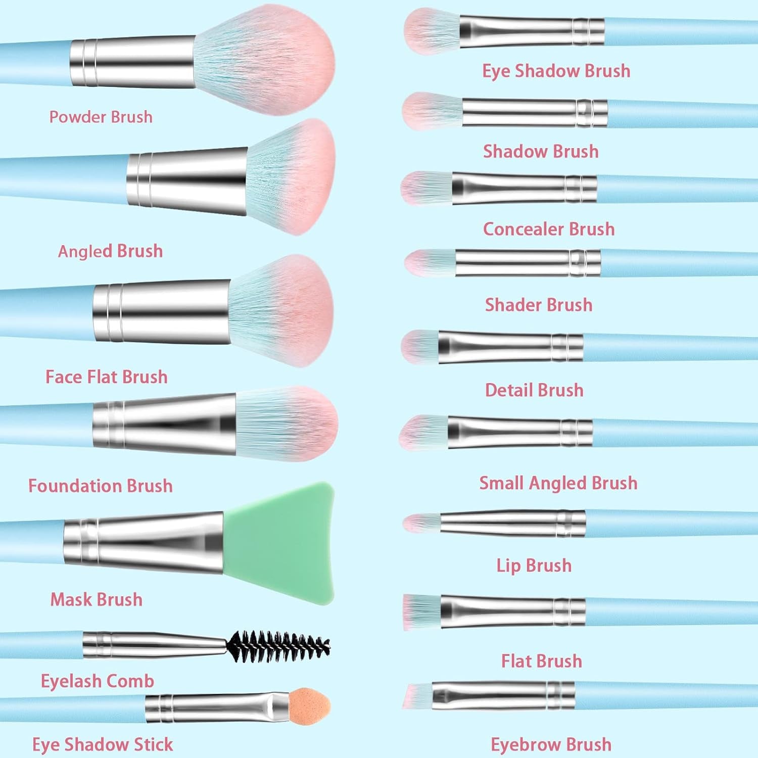 Makeup Brushes  16Pcs Professional Makeup Brush with Makeup Sponge Set Premium Synthetic Foundation Kabuki Eyebrow Concealers Blending Eye Shadow Brushes Make up Tool Kit (Blue)