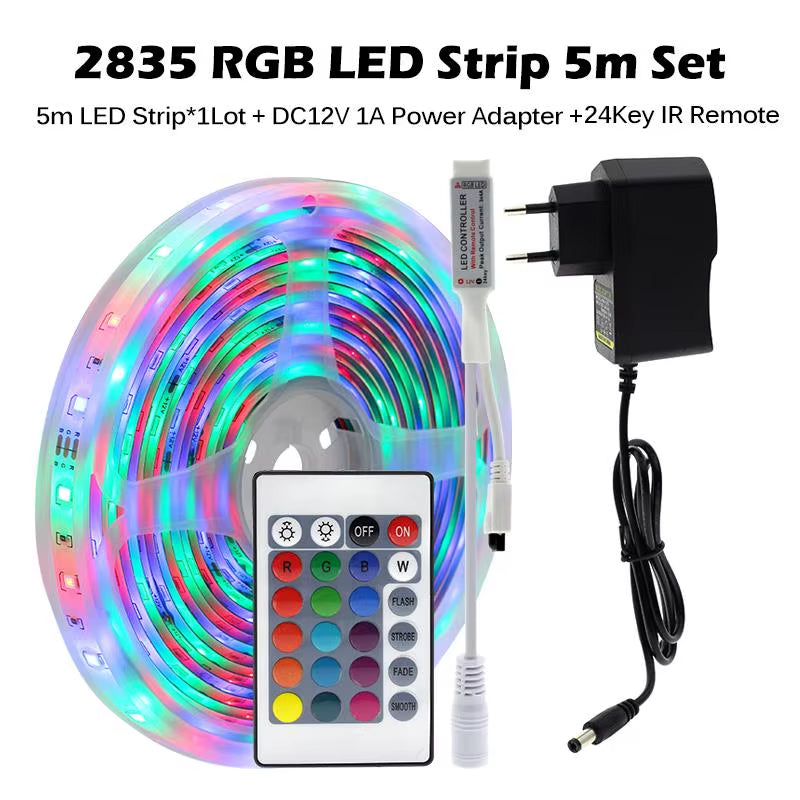 RGB LED Strip Light 5050 2835 Flexible LED Light Strip 10M 15M 20M 12V RGB LED Tape Set with Wifi / Bluetooth Music Controller