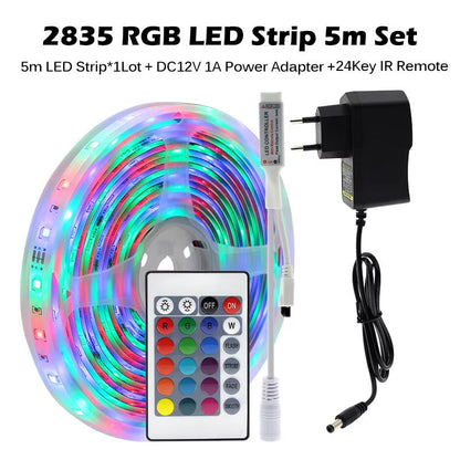 RGB LED Strip Light 5050 2835 Flexible LED Light Strip 10M 15M 20M 12V RGB LED Tape Set with Wifi / Bluetooth Music Controller