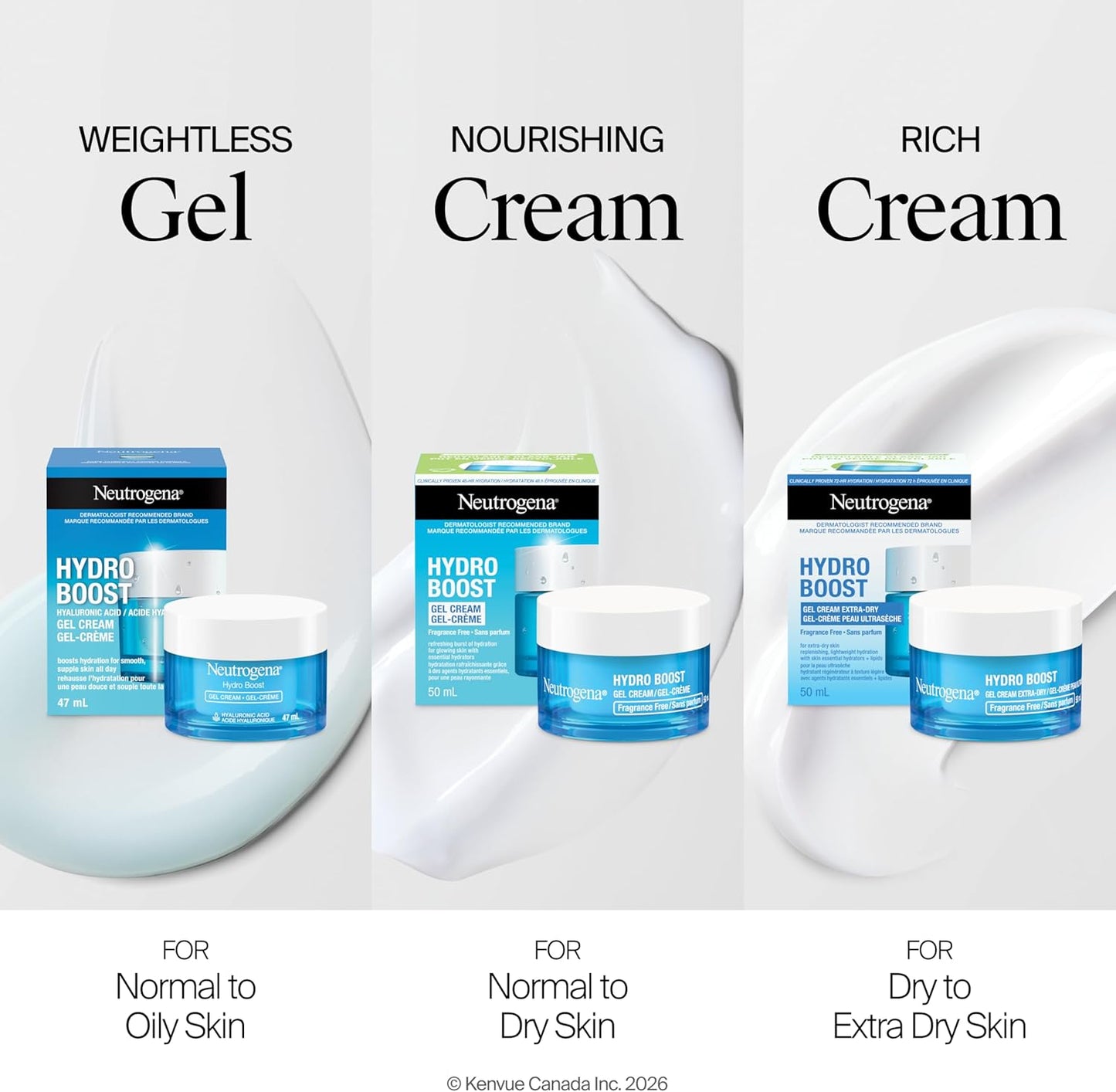 Hydro Boost Gel Cream Face Moisturizer, 47Ml | Lightweight Moisturizer with Hyaluronic Acid, Instant Absorption, Oil-Free, Non-Comedogenic, for Normal to Dry Skin