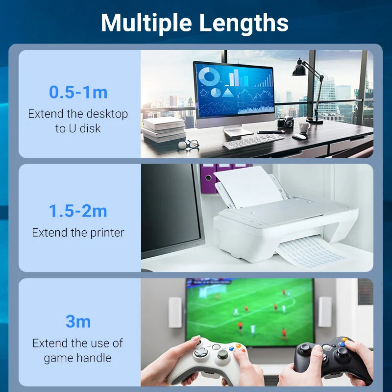 USB 3.0 Extension Cable Male to Female Extender Cable Fast Speed USB 3.0 Cable Extended for Laptop PC USB 2.0 Extension