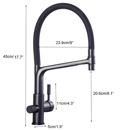 Matte Black Kitchen Sink Faucet Tap Pure Water Filter Mixer Crane Dual Handles Purification Kitchen Hot and Cold Water Tap