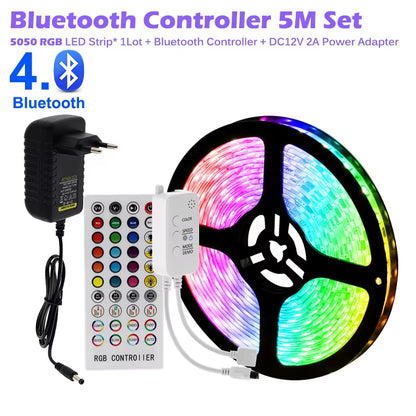 RGB LED Strip Light 5050 2835 Flexible LED Light Strip 10M 15M 20M 12V RGB LED Tape Set with Wifi / Bluetooth Music Controller
