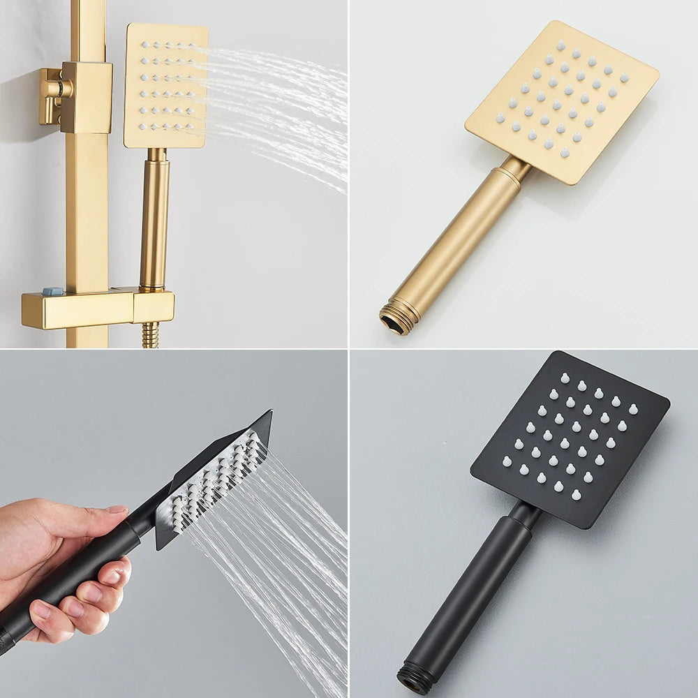 Brushed Golden Bathroom Faucet Matte Black Shower Faucet Wall Mounted Bathtub Shower Mixer Tap Shower Faucet Shower Set Mixer