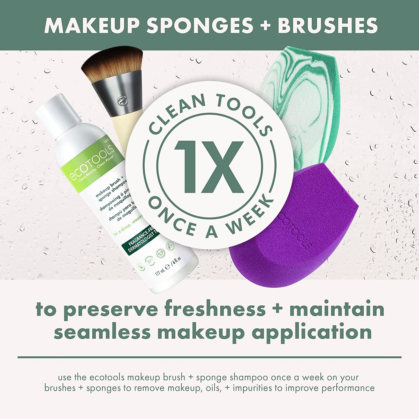 Luxe Natural Elegance Face Makeup & Foundation Brush Set | Full-Face Look with a Makeup Brush Set, Powder Brush and Blending Brush with Recycled Materials