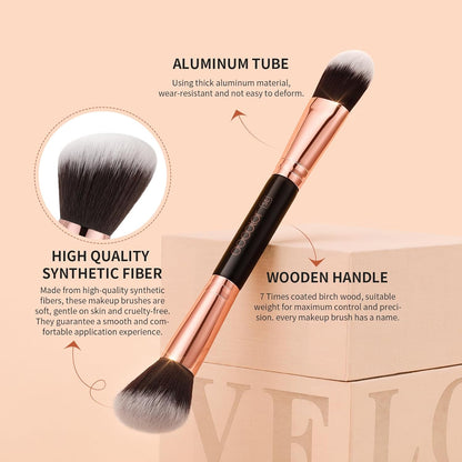 Makeup Brushes 6Pieces Double Sided Makeup Brushes Set | Professional Foundation Eyeshadow Travel Make up Brushes Kits
