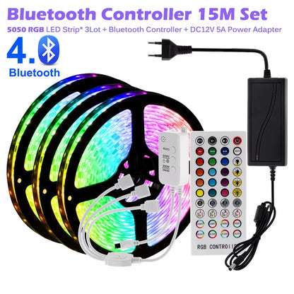 RGB LED Strip Light 5050 2835 Flexible LED Light Strip 10M 15M 20M 12V RGB LED Tape Set with Wifi / Bluetooth Music Controller
