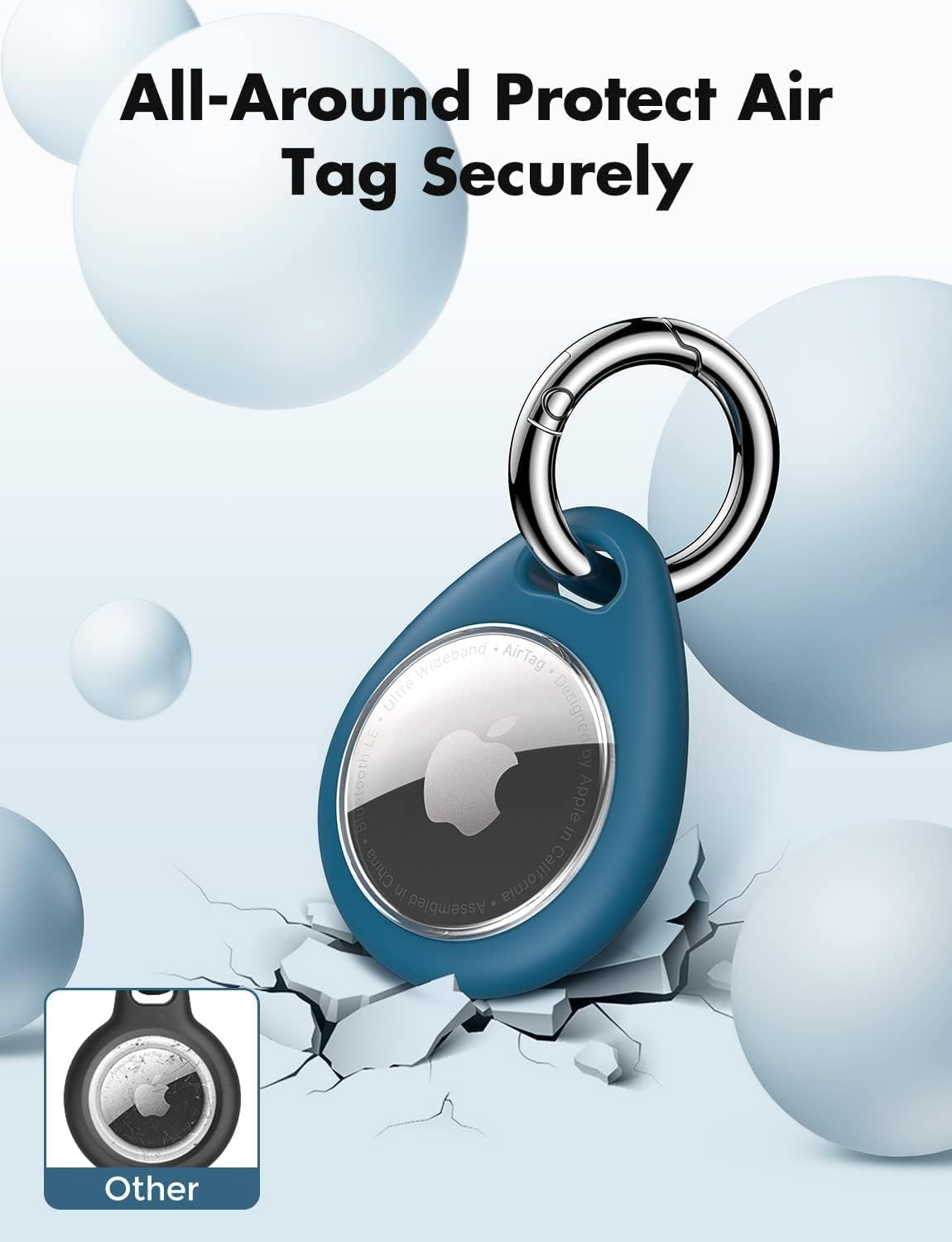 Airtag Holder for Apple - 4 Pack Air Tag Case with Keychain | Secure Tight Fit, Easy to Install, Shockproof Waterproof TPU, Perfect for Kids Pets Luggage Backpacks and Keys