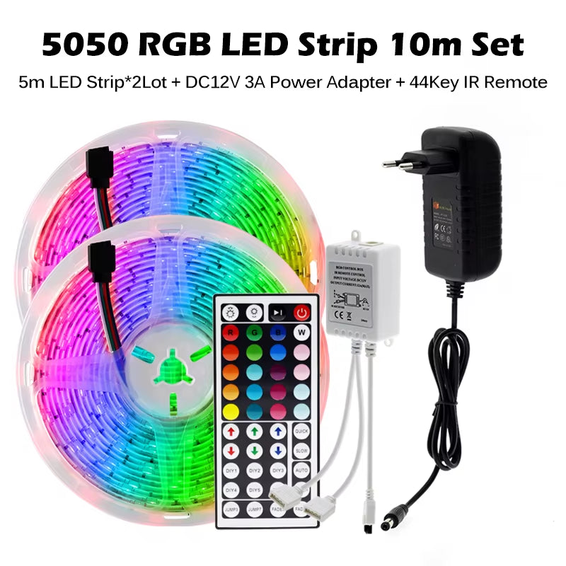 RGB LED Strip Light 5050 2835 Flexible LED Light Strip 10M 15M 20M 12V RGB LED Tape Set with Wifi / Bluetooth Music Controller