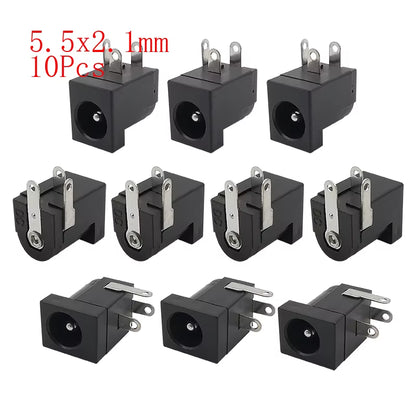 10Pcs DC Connectors 5.5X2.1Mm 3.5X1.3Mm DC Power Plug Male Female Jack Socket Nut Panel Mount DC Power Adapter Connector 5.5*2.1