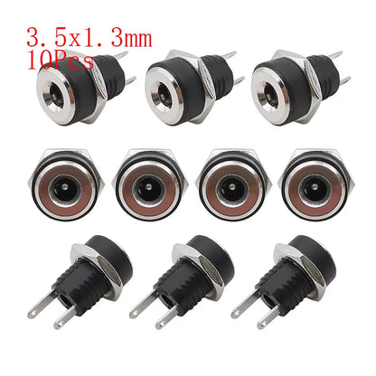10Pcs DC Connectors 5.5X2.1Mm 3.5X1.3Mm DC Power Plug Male Female Jack Socket Nut Panel Mount DC Power Adapter Connector 5.5*2.1