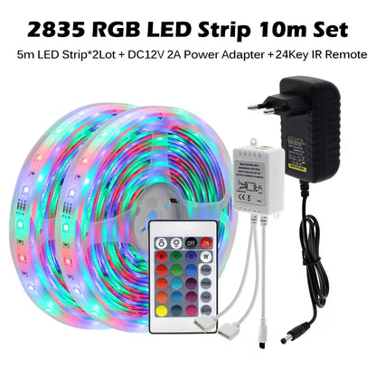 RGB LED Strip Light 5050 2835 Flexible LED Light Strip 10M 15M 20M 12V RGB LED Tape Set with Wifi / Bluetooth Music Controller