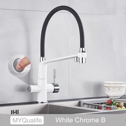 Matte Black Kitchen Sink Faucet Tap Pure Water Filter Mixer Crane Dual Handles Purification Kitchen Hot and Cold Water Tap