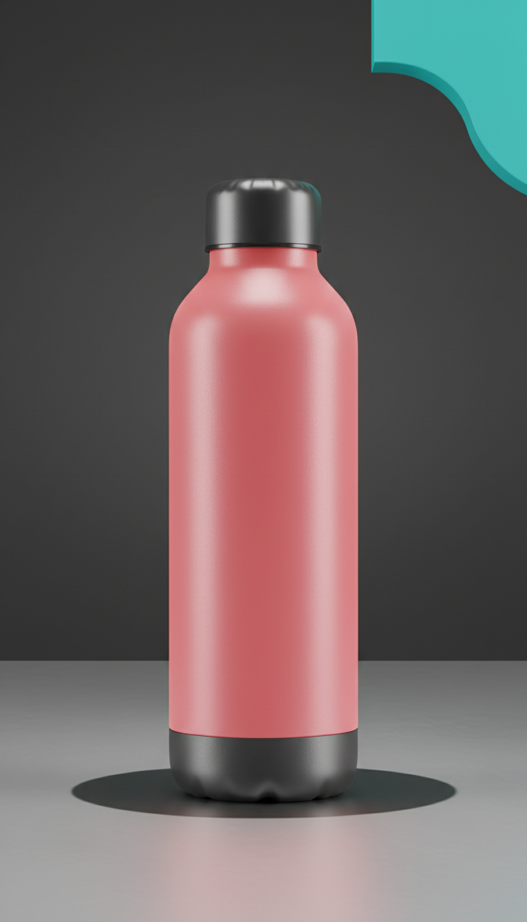 Metallic Water Bottle in Neon Blush