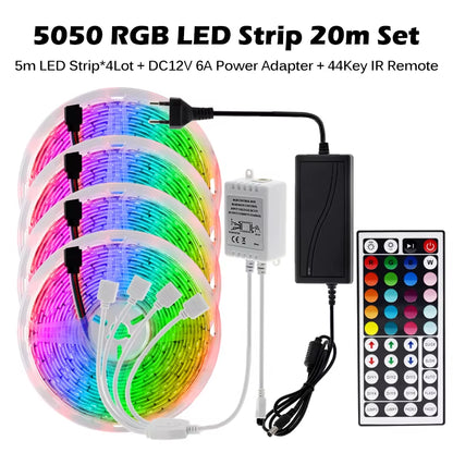 RGB LED Strip Light 5050 2835 Flexible LED Light Strip 10M 15M 20M 12V RGB LED Tape Set with Wifi / Bluetooth Music Controller