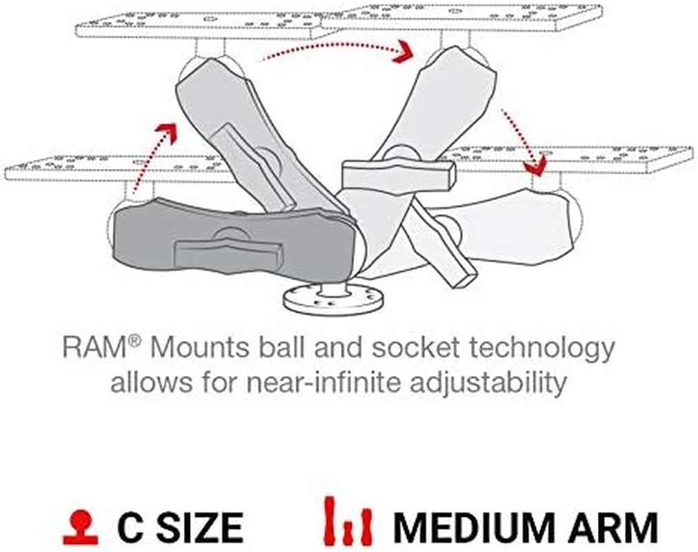 National Products 6 1/4-Inch X 2-Inch Marine Ram Universal Electronic Mount, 1-1/2-Inch Ball, 5-Inch Arm
