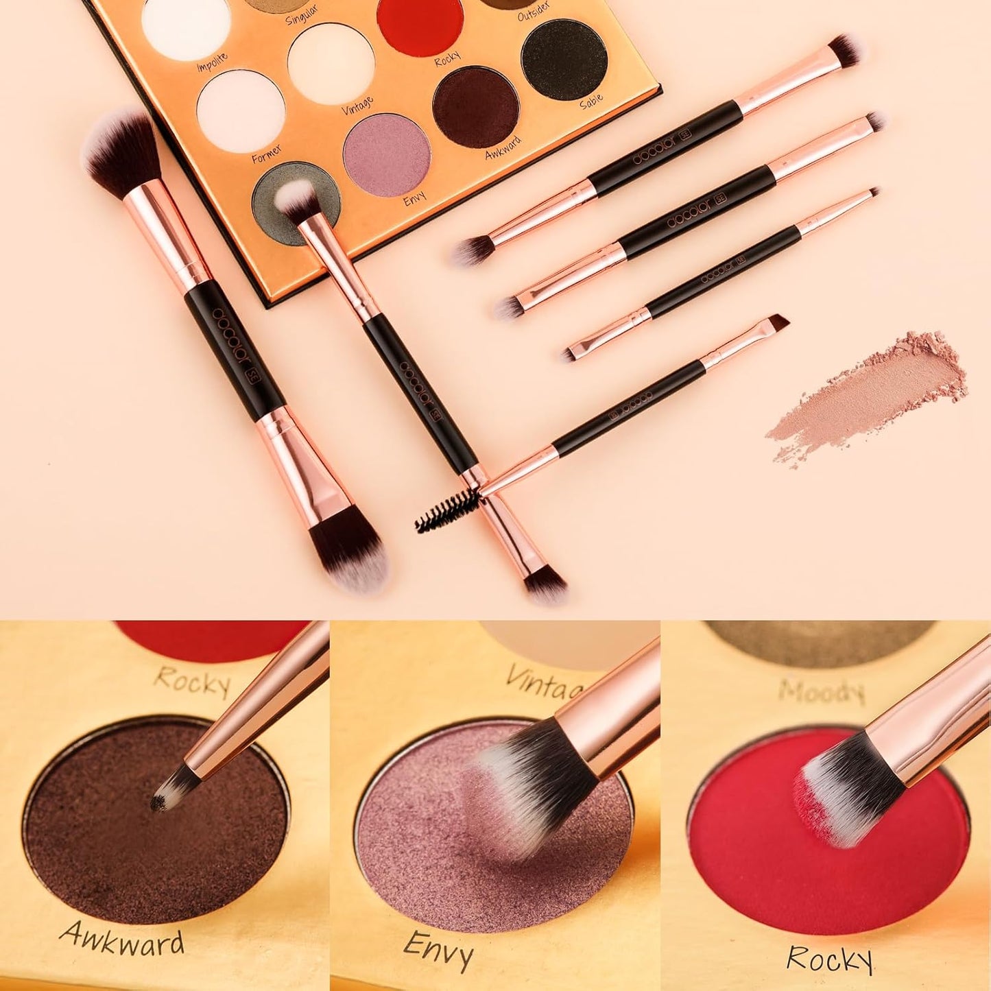 Makeup Brushes 6Pieces Double Sided Makeup Brushes Set | Professional Foundation Eyeshadow Travel Make up Brushes Kits