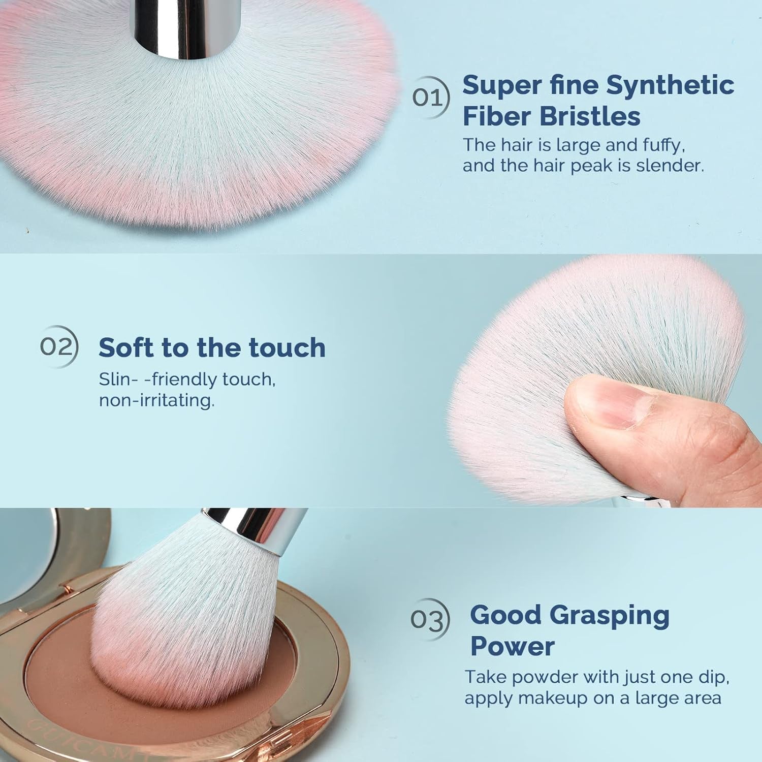 Makeup Brushes  16Pcs Professional Makeup Brush with Makeup Sponge Set Premium Synthetic Foundation Kabuki Eyebrow Concealers Blending Eye Shadow Brushes Make up Tool Kit (Blue)