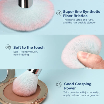 Makeup Brushes  16Pcs Professional Makeup Brush with Makeup Sponge Set Premium Synthetic Foundation Kabuki Eyebrow Concealers Blending Eye Shadow Brushes Make up Tool Kit (Blue)