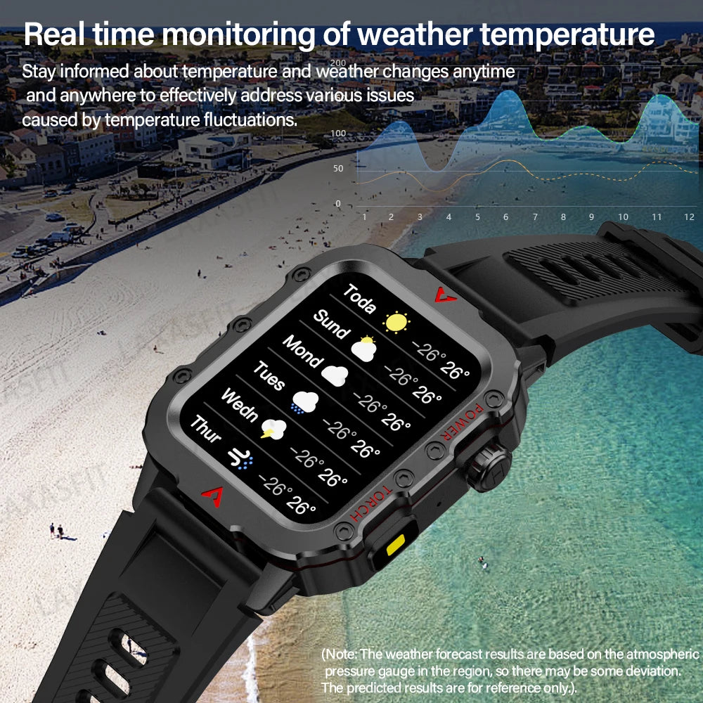 Men’s Fitness Smart Watch With LED Flashlight & Calls