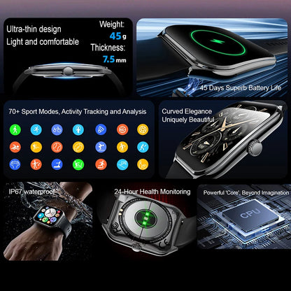 Ultra-Thin AMOLED Smart Watch – Bluetooth Calls & Fitness