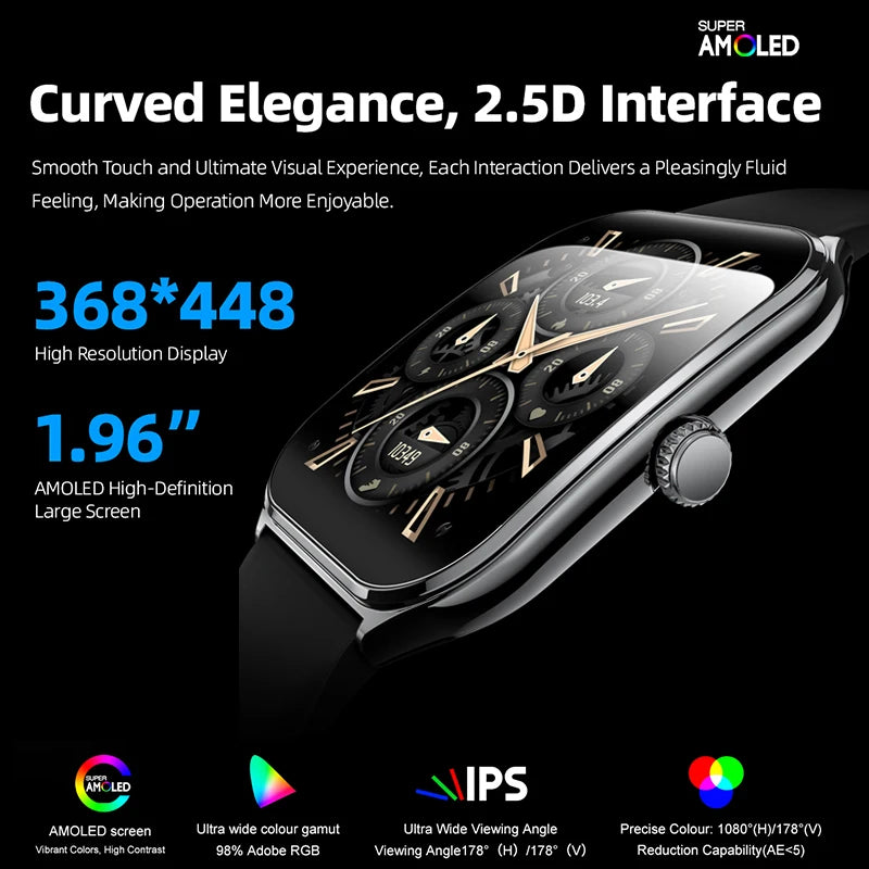 Ultra-Thin AMOLED Smart Watch – Bluetooth Calls & Fitness