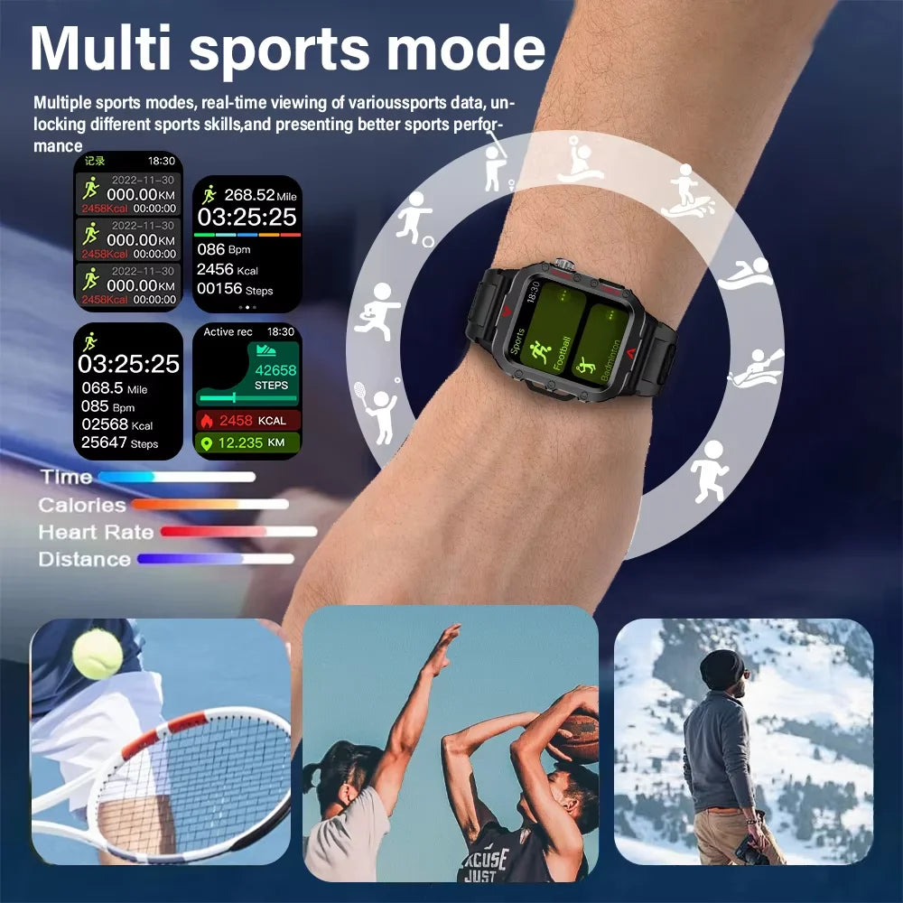 Men’s Fitness Smart Watch With LED Flashlight & Calls