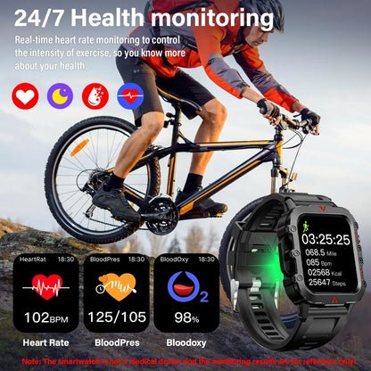 Men’s Fitness Smart Watch With LED Flashlight & Calls