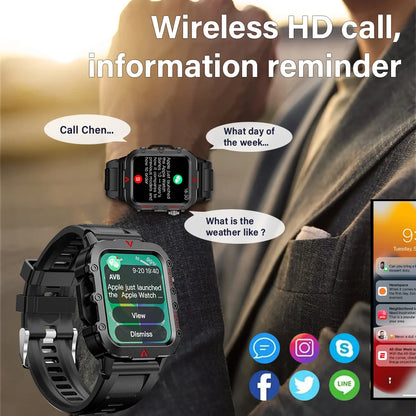 Men’s Fitness Smart Watch With LED Flashlight & Calls
