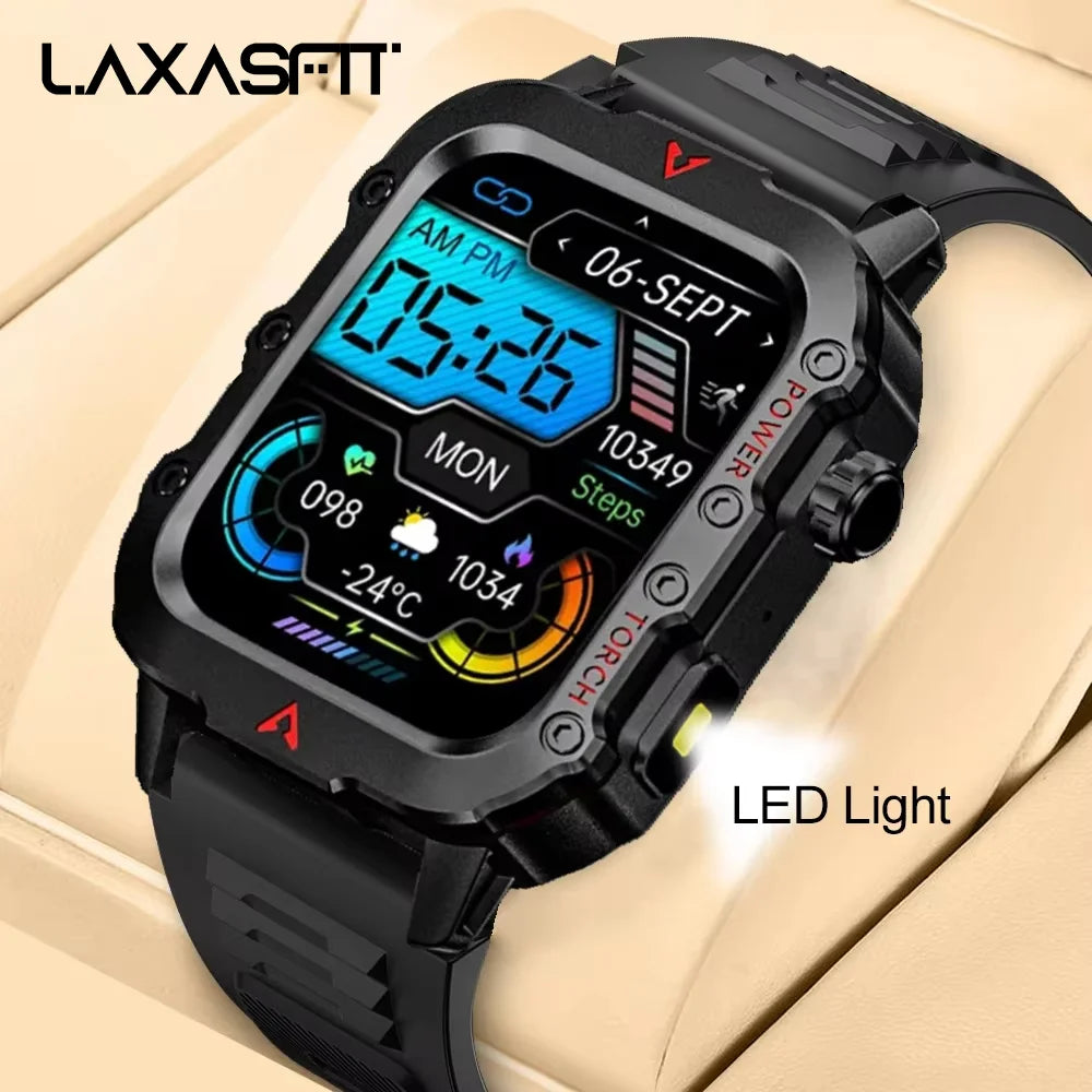 Men’s Fitness Smart Watch With LED Flashlight & Calls