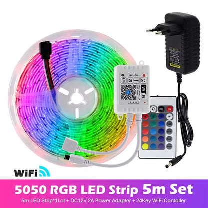 RGB LED Strip Light 5050 2835 Flexible LED Light Strip 10M 15M 20M 12V RGB LED Tape Set with Wifi / Bluetooth Music Controller