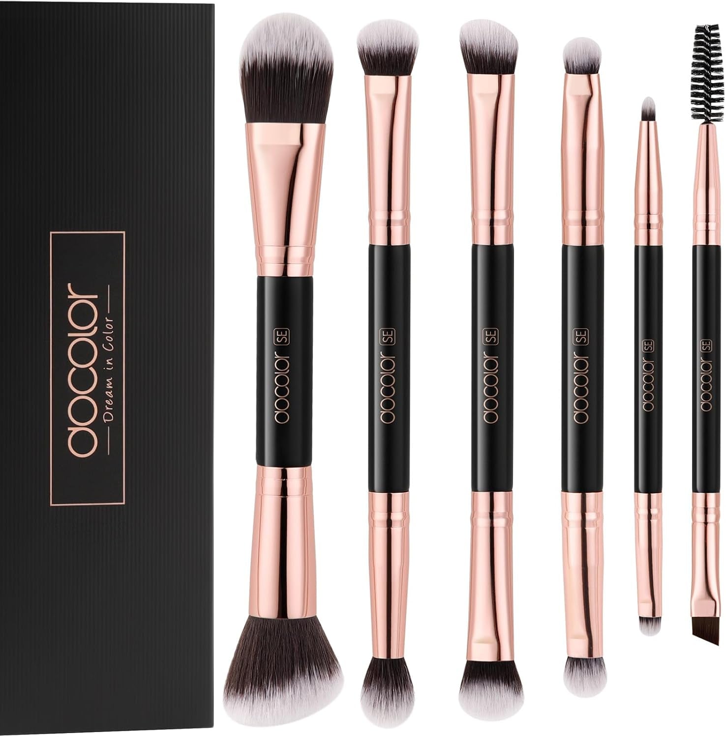 Makeup Brushes 6Pieces Double Sided Makeup Brushes Set | Professional Foundation Eyeshadow Travel Make up Brushes Kits