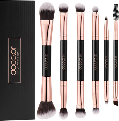 Makeup Brushes 6Pieces Double Sided Makeup Brushes Set | Professional Foundation Eyeshadow Travel Make up Brushes Kits