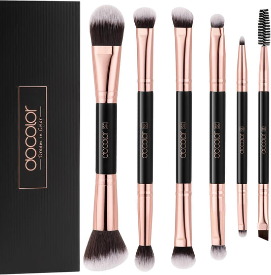 Makeup Brushes 6Pieces Double Sided Makeup Brushes Set | Professional Foundation Eyeshadow Travel Make up Brushes Kits