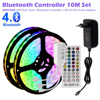 RGB LED Strip Light 5050 2835 Flexible LED Light Strip 10M 15M 20M 12V RGB LED Tape Set with Wifi / Bluetooth Music Controller