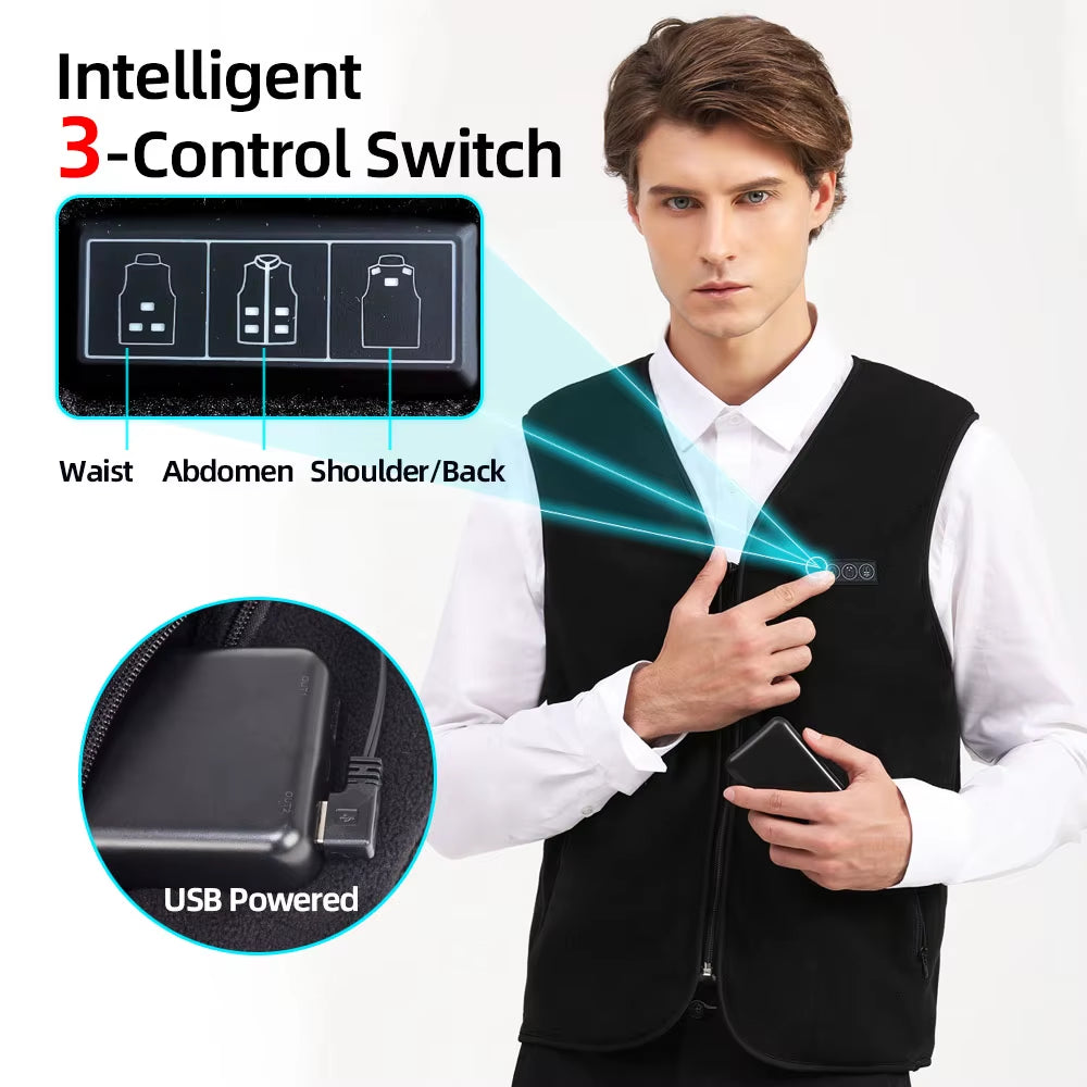 Usb Heated Vest Men Women Rechargeable Warming Self Heating Vest Fleece Electric Heated Jacket Clothing Thermal Waistcoat