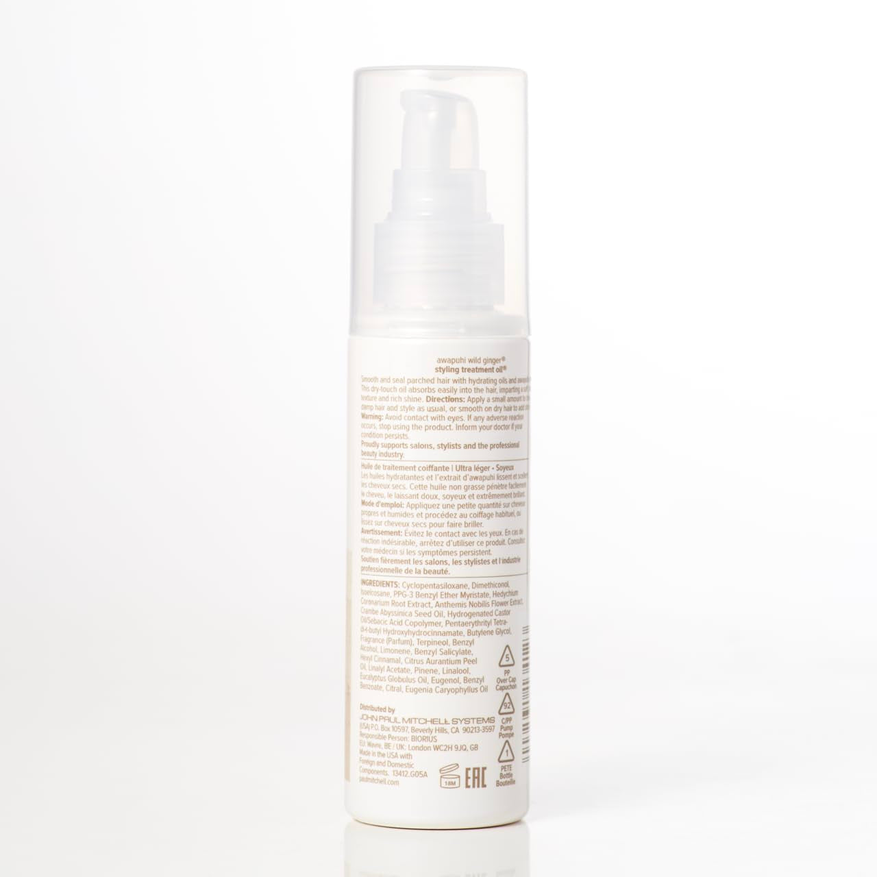 Awapuhi Wild Ginger by Paul Mitchell Styling Treatment Oil, Dry-Touch, Leave-In Formula, for All Hair Types