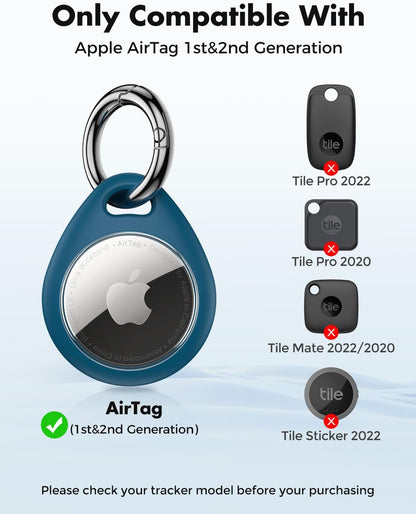 Airtag Holder for Apple - 4 Pack Air Tag Case with Keychain | Secure Tight Fit, Easy to Install, Shockproof Waterproof TPU, Perfect for Kids Pets Luggage Backpacks and Keys