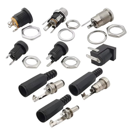10Pcs DC Connectors 5.5X2.1Mm 3.5X1.3Mm DC Power Plug Male Female Jack Socket Nut Panel Mount DC Power Adapter Connector 5.5*2.1