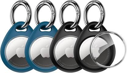 Airtag Holder for Apple - 4 Pack Air Tag Case with Keychain | Secure Tight Fit, Easy to Install, Shockproof Waterproof TPU, Perfect for Kids Pets Luggage Backpacks and Keys