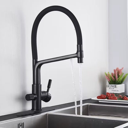 Matte Black Kitchen Sink Faucet Tap Pure Water Filter Mixer Crane Dual Handles Purification Kitchen Hot and Cold Water Tap